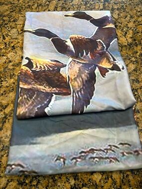 Wild Geese Printed Shower Curtain– Blue and Brown